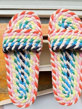 Loeffler Randall Multicolor Braided Rope Slide Sandals